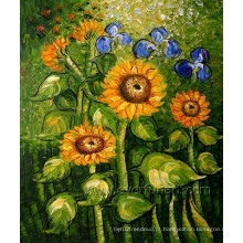 Home Decoração Wall Art Canvas Sunflower Oil Painting (FL1-109)